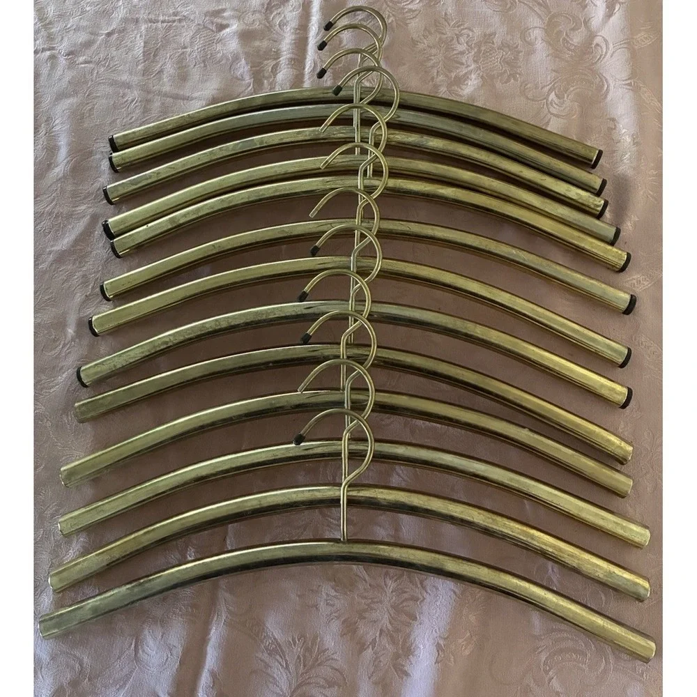 Vintage Metal Hangers Brass Regency‎ MCM Heavy Duty Lot Of 13 *flaws